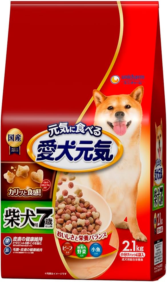 樂天商城 - 愛犬元気 柴犬用 7歳以上用 ビーフ・緑黄色野菜・小魚入り 2.1kg【期限切れ2025.9月】