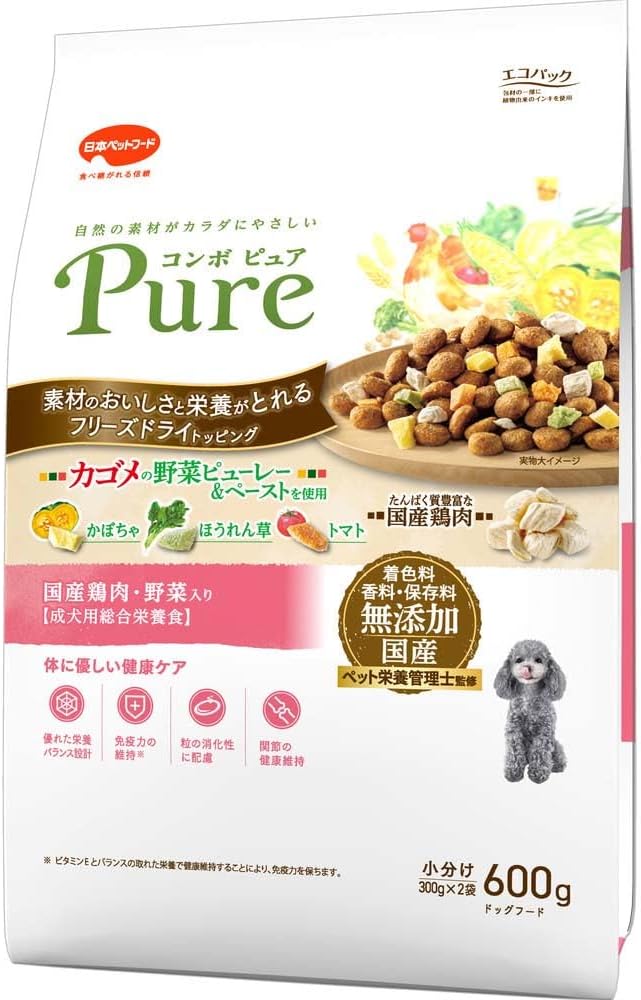 【訳あり期限切れ2026.7以降】コンボ ピュア ドッグ 国産鶏肉・野菜入り(600g) [D61]（パッケージシールのはがし跡等あり）（送料無料商品と同梱不可）