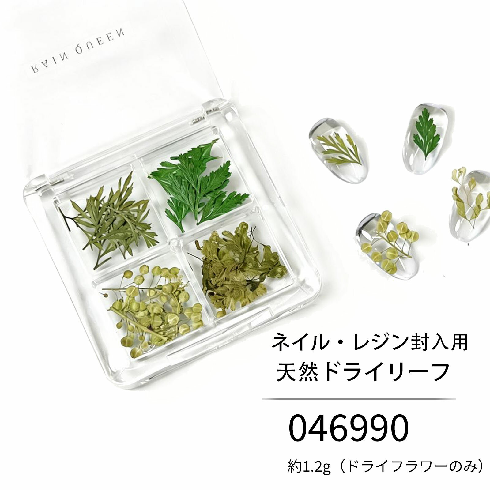 ネイル・レジン用 ドライフラワー リーフグリーンリーフ素材 天然 押し花【約1.2g】