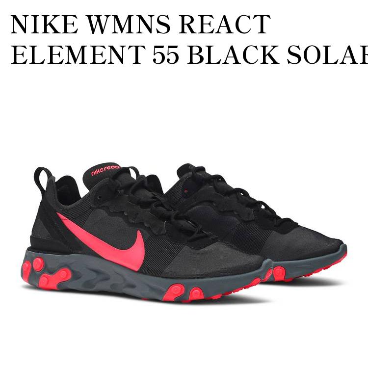 y񂹏izNIKE WMNS REACT ELEMENT 55 BLACK SOLAR RED iCL EBY ANg Gg 55 ubN \[[ bh BQ2728-002