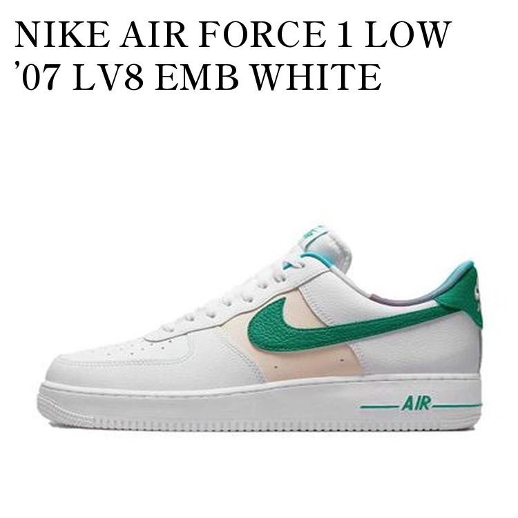 NIKE AIR FORCE 1 LOW ’07 LV8 EMB WHITE AND MALACHITE ナイキ エアフォース1 ロー '07 LV8 EMB ホワイト アンド マラカイト DM0109-100 メンズ レディース 人気 おしゃれ