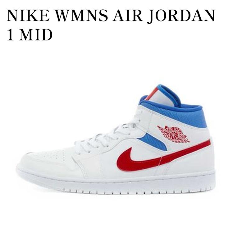 【お取り寄せ商品】NIKE WMNS AIR JORDAN 1 MID WHITE/UNIVERSITY RED-GAME ROYAL ナイキ ウィメンズ ..