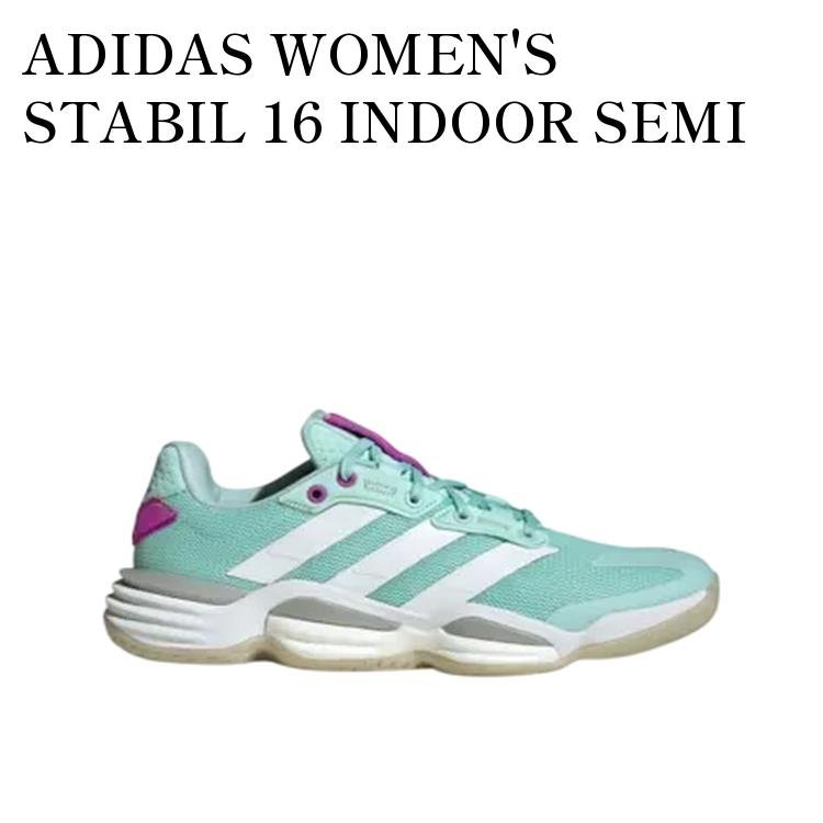 【お取り寄せ商品】ADIDAS WOMEN'S STABIL 16 INDOOR SEMI FLASH AQUA/CLOUD WHITE/PURPLE BURST アディダス ウィメンズ スタビル16 インドア セミフラッシュアクア/クラウドホワイト/パープルバースト IE3586 メンズ レディース 人気 おしゃれ