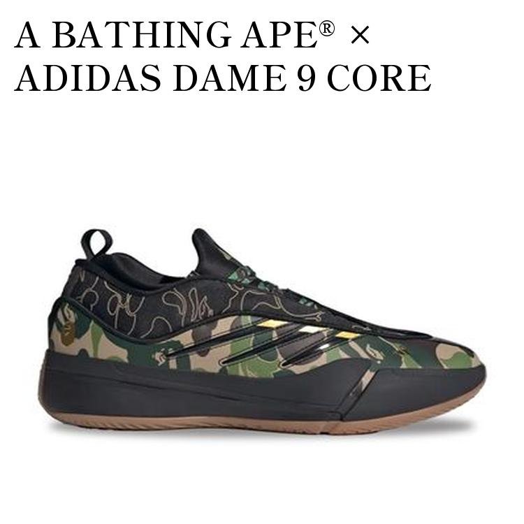 A BATHING APE®︎ × ADIDAS DAME 9 CORE BLACK アベイシングエイプ × アディダス デイム9 コアブラック JH6358 メンズ レディース 人気 おしゃれ