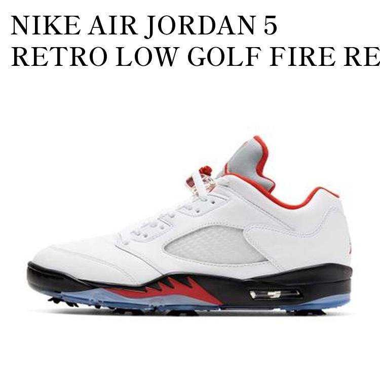 【お取り寄せ商品】NIKE AIR JORDAN 5 RETRO LOW GOLF FIRE RED (SILVER TONGUE) ナイキ エアジョーダン5 レトロ ロー ゴルフ ファイア レッド (シルバー タン) CU4523-100 メンズ レディース 人気 おしゃれ