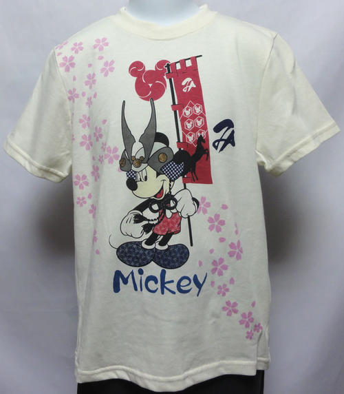 ディズニー ミッキーマウス薄手のニット生地（Tシャツ生地（天竺)）戦国武将バージョンのミッキーマウス(和風の柄です♪)Disney100/110/120/130cmパジャマ 子供 半袖disneyキッズ パジャマ 夏和風の柄がオシャレです♪