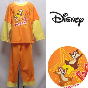 ディズニーチップ&デール薄手のニット生地（Tシャツ生地）上着の袖は重ね着風（レイヤードスタイル）に見えるデザインですが一枚着です100・110・120・130cmdisney長袖 パジャマ 子供Disneyパジャマ キッズ