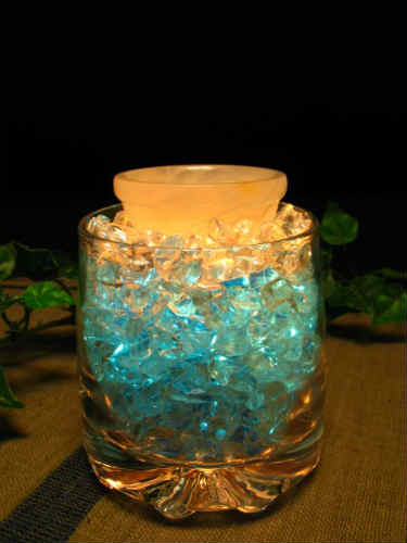 アロマ 水晶 ランプ 【 パワーストーン 天然石 ランプ 】ロックグラス　ブルー　アロマ蒸発皿付き【 ク..
