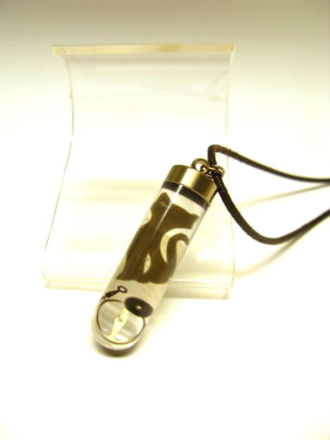 試験管チャームネックレス【試験管ペンダント】透かし【透かし猫】ペンダント505ブラック