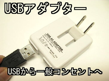 USB用ACアダプター　2ソケットタイプ　ホワイト【メール便ポスト投函】