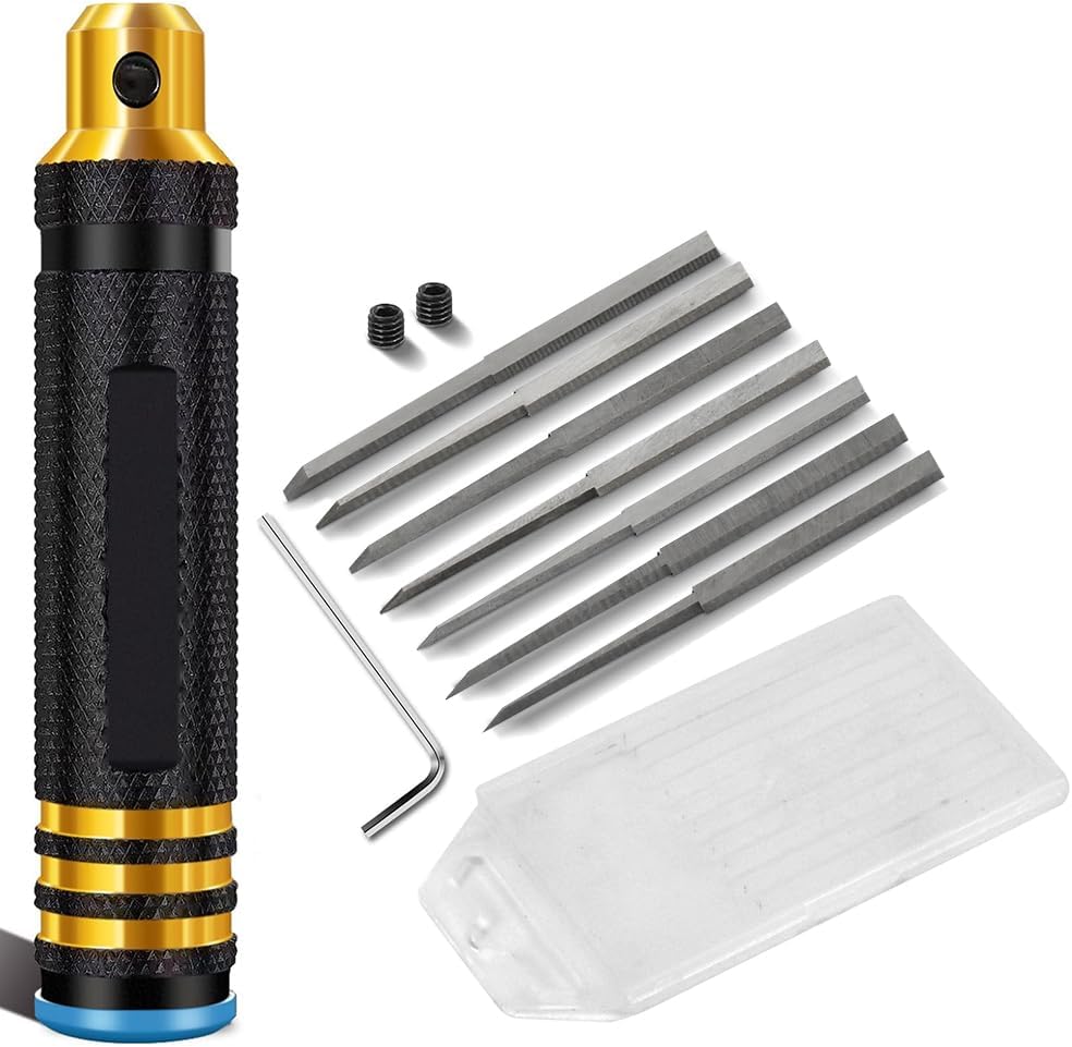 スジボリ スジ彫り タガネ 7本セット筋彫り ラインチゼル パネルライン ラインスクライバー タングステン鋼材質 プラモデル用タガネ マルチサイズ 模型 工具 グリップ付き 0.1mm 0.2mm 0.4mm 0.6mm 0.8mm 1.0mm 2.0mm