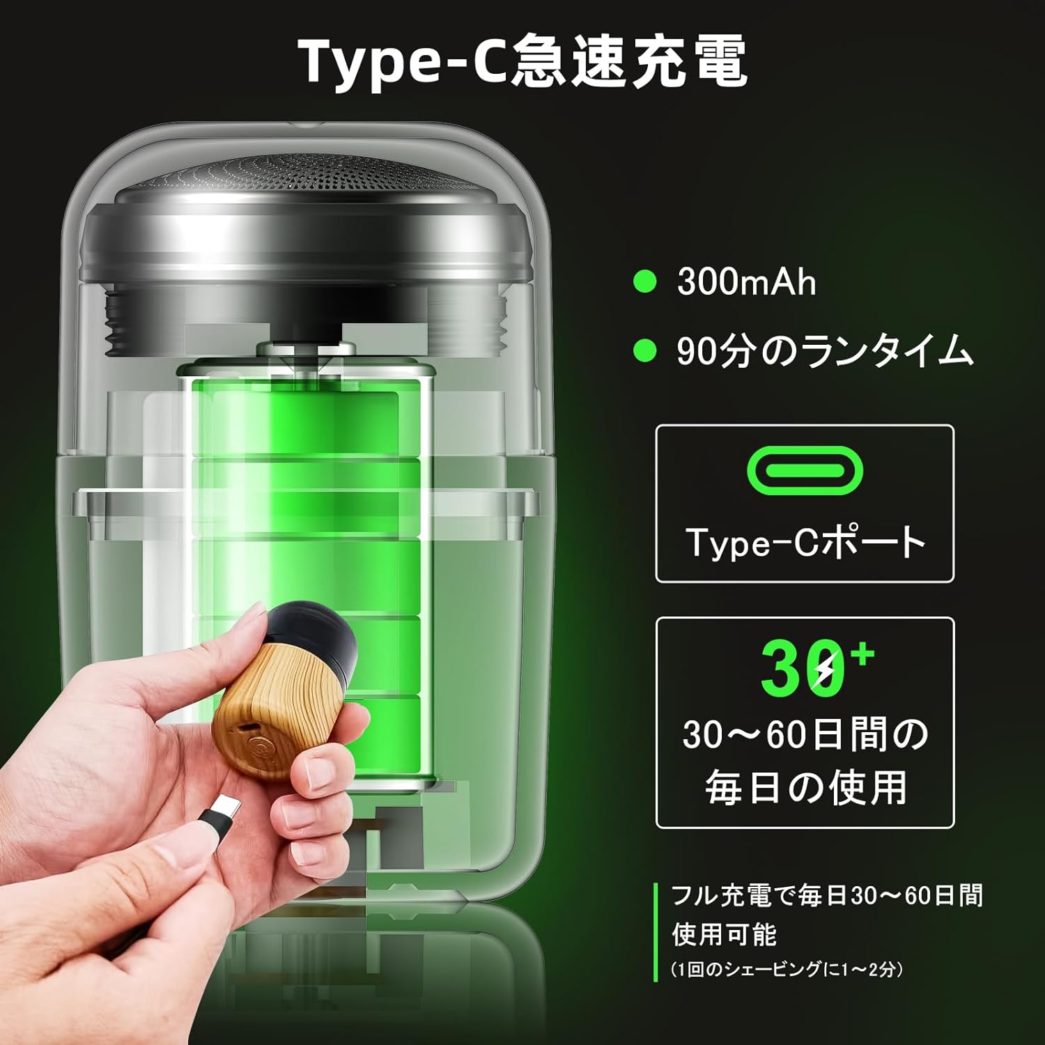 小型電気シェーバー 電気シェーバー 6枚刃 回転深剃り メンズシェーバー ポータブルシェーバー 洗える IPX6防水 乾湿両用 充電式ポータブルシェーバー