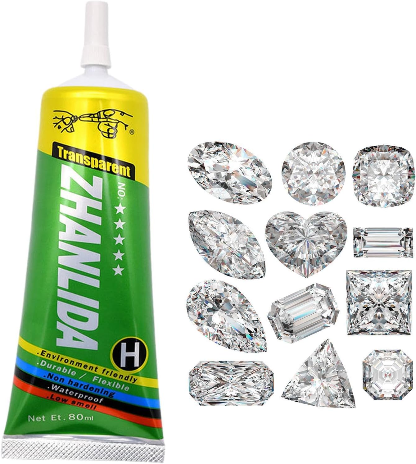DIY ラインストーン用クリア接着剤 | クラフト用接着剤と接着剤,80ml超粘着ジュエリー接着剤、ガラス、..