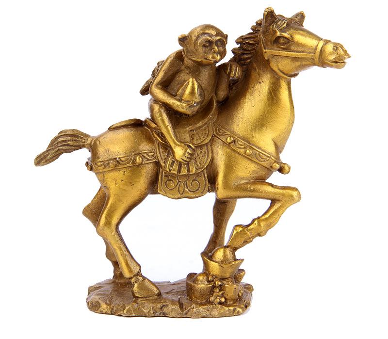 猿が馬に乗る サル ウマ 風水グッズ 十二干支 開運置物 縁起物 金運 財運 お守り 銅製