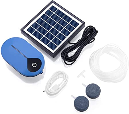 酸素ポンプ 水槽用 ソーラーエアポンプ 24時間連続 充電式エアポンプ ソーラーポンプ AC/DC酸素ポンプ 低騒音 3ギア調整 太陽電池パネル 過放電保護 長寿命 池/水族館/魚タンク/水槽 酸素補給のサムネイル