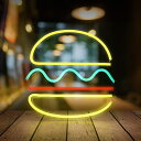 ハンバーガーネオンサイン LEDネオンライト 壁掛け ネオン看板 インテリア 雰囲気作り 喫茶店 居酒屋 ギフ バー カフェUSB給電 ギフト 装飾 寝室 ウォ...