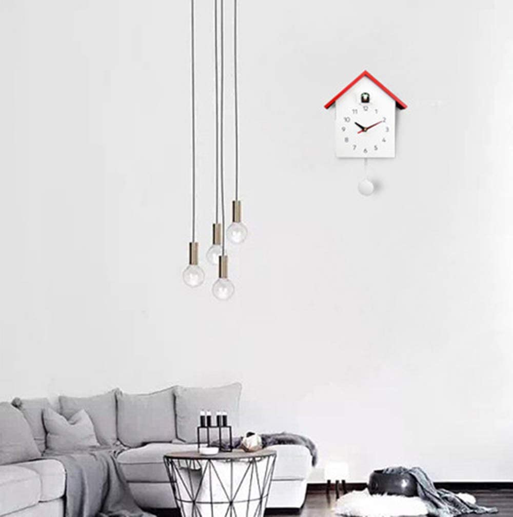 壁掛け時計 鳩時計 掛け時計 自動時報がグーグーと鳴る ホワイト 赤い色 北欧 可愛い おしゃれ 小鳥 動物 時計 飾り物 プレゼント [3]