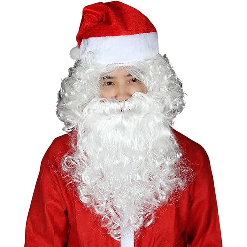 3点セット サンタクロース 帽子 ひげ ウィッグ サンタ帽 かつら 髭 クリスマス サンタ コスプレ コスチューム 衣装 サンタハット 2308