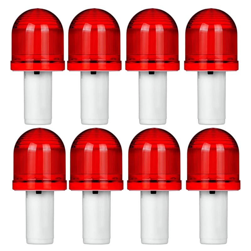 ＼月末限定★ポイント10倍／8個セット カラーコーン 点滅灯 LED 工事警告灯 道路 維持 作業ライト 夜間標示 三角コーン用 単4電池式 高耐久 防水性 赤色