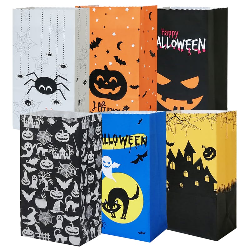 50枚セット ハロウィン 紙バッグ お菓子袋 キャンディーバッグ ハロウィンギフトバッグ 小分け袋 おかし ギフト袋 プレゼント ハロウィーン パーティーグッズ 2308