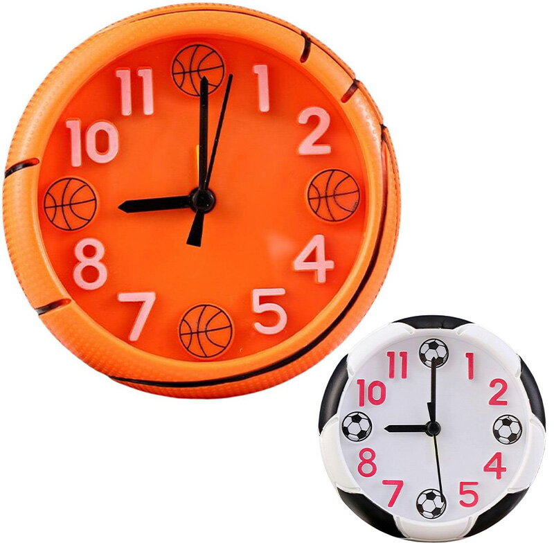目覚まし時計 サッカー バスケットボール型 スヌーズボタンなし 寝室用小型時計 インテリア時計 3D文字 球面ガラス