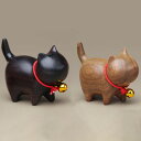 かわいい木彫り 猫の置物 木彫り 猫用品 招き猫 インテリア 玄関グッズ 雑貨 縁起物 木製 ミニ 2個セット 縁起物 金運 財運 ギフト 新年 開運 幸福 人...