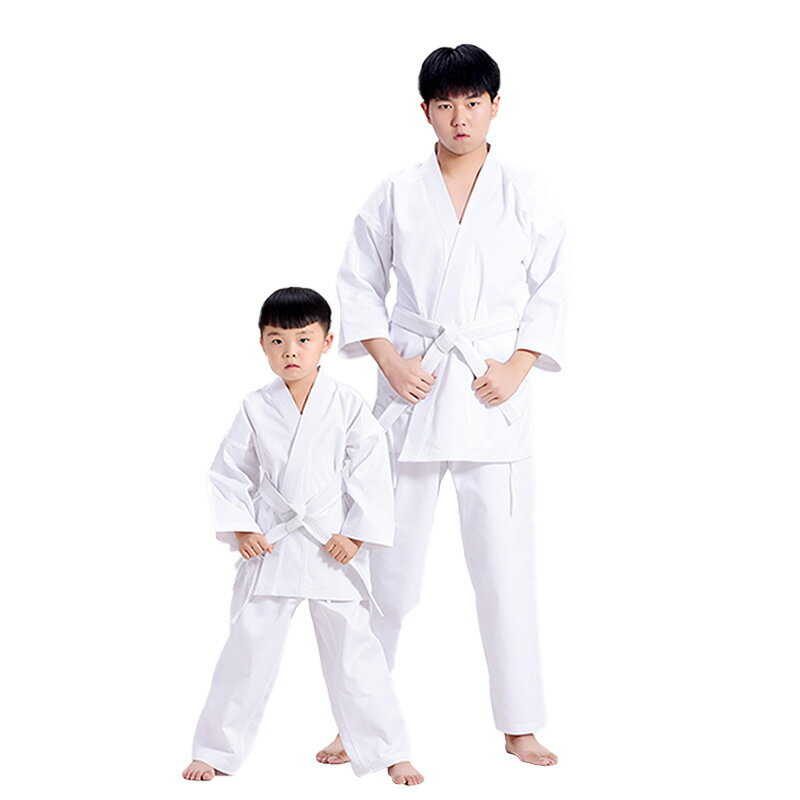 柔道着3点セット（白帯付き）授業用 練習用 大人用 子供用 男女兼用 空手着 合気道着 110-190cm 白帯 ..