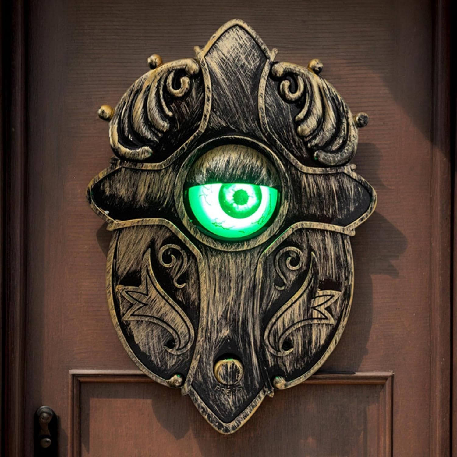 目玉 ドア飾り - LED 発光 ハロウィン ドアベル - 不気味な音付き 怖いパーティー装飾 夜間展示用 ホリデーコレクター ホームハウント（電池は付属していません）