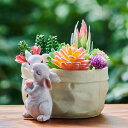多肉植物鉢 ガーデニング 置物 プランター - ウサギ 植木鉢 ガーデンオーナメント ラビット 多肉鉢 ペン立て ホームオフィスデスク 装飾 ラビットガーデニン...