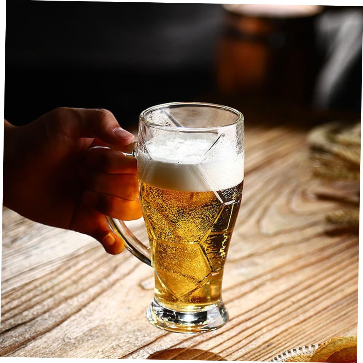 メガジョッキ 600ml 大容量 1個 厚手のビアグラス ビールジョッキ 透明 ハンドル付き 食洗機対応 ワイングラス ハイボール コップ お手入れが簡単 お酒 男性 晩酌 居酒屋 父の日 誕生日 （18.5*8.8cm）