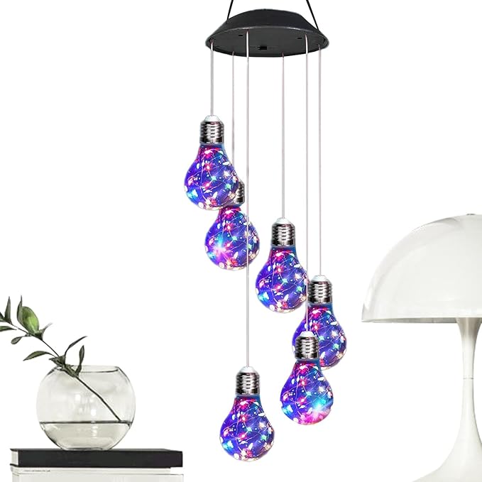 ソーラーLEDウィンドチャイムライト、7色の変化するウィンドチャイム、ウィッシングボトルの形状のLED..