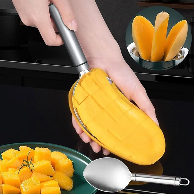 【304ステンレス鋼】スイカカッター - マンゴーとアボカド用のエルゴノミック スライサー カッター - ..