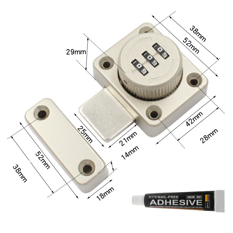 ドアロック 回転 内鍵 パスワードロック3桁ダイヤル式 ネジ付き ドア 鍵 室内 後付け 扉 穴あけ不要 補助錠 防犯 安全ドアロック金具 カギロック ロックドア 部屋の鍵 侵入防止 一人暮らし 左右共通 インストールが簡単