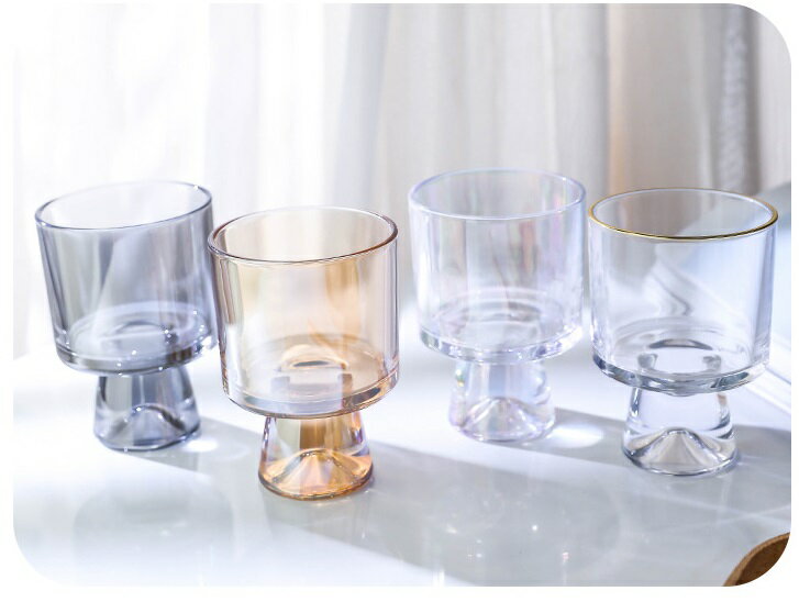 オンスクリエイティブガラスカップ赤ワインタンブラーアイスコーヒーグラスデザートカップゴブレットカクテルグラスジュースティーマグ 2個 重さ：324g 容量：223ml