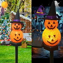 (2個セット)ソーラーもち米雪だるまの地挿しライト、ハロウィンの屋外雰囲気装飾ライト、可愛い黒帽子雪だるま庭のウォームランプ(2個)