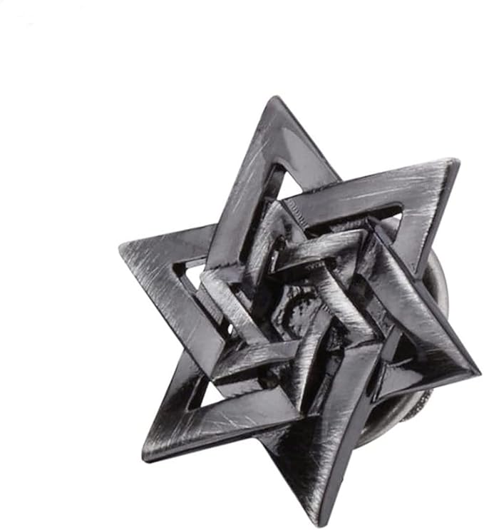 メンズ ピンバッジ ブローチ シンプル 六芒星 バッジ ラペルピン タックピン ピンバッチ ピンズ バタフライクラッチ