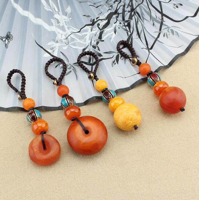 中国風の安全リング車のキーチェーンペンダント　車のアクセサリーのための幸運の吊り下げチェーンロープ