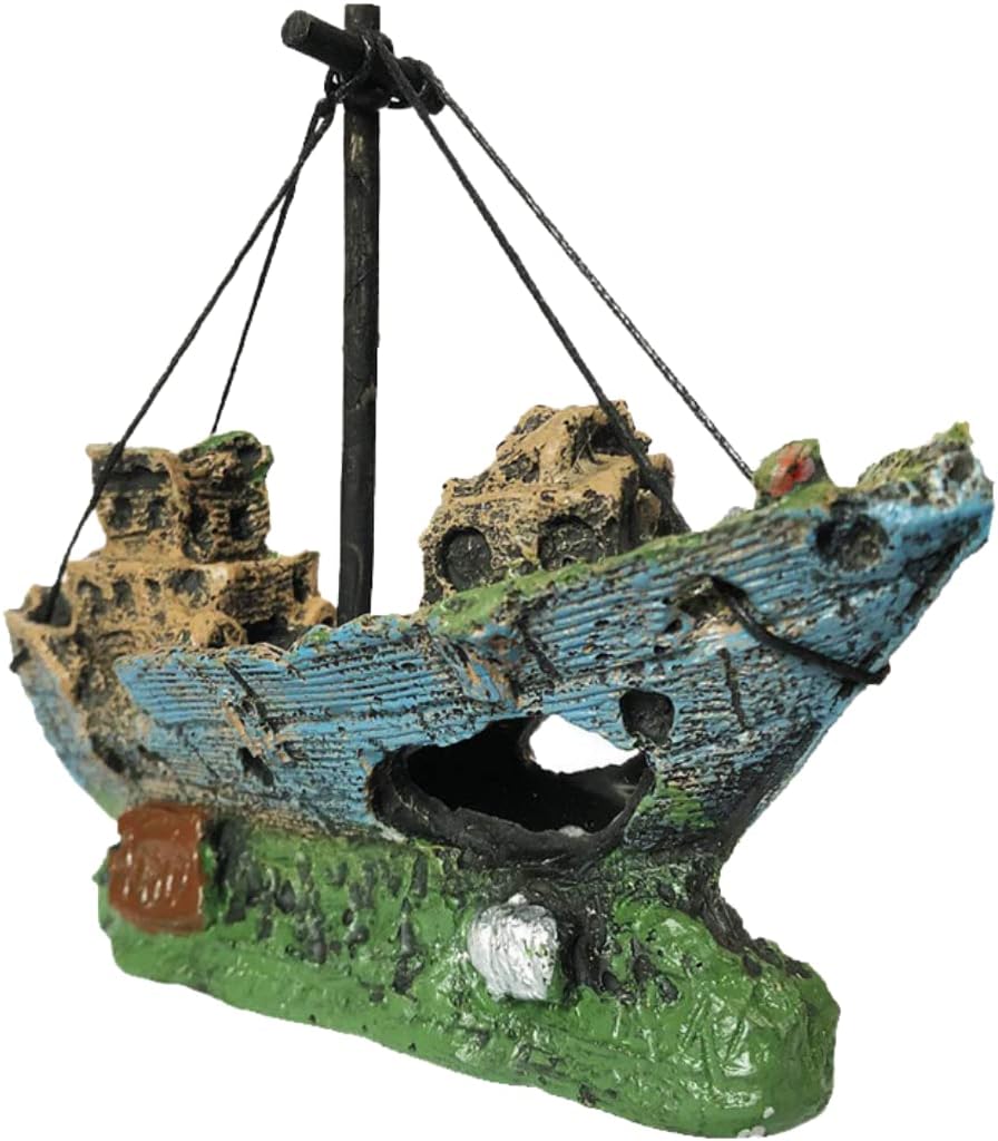 アクアリウム オブジェ 船 沈没船 水槽用 オーナメント 樹脂 隠れ家 インテリア 置物