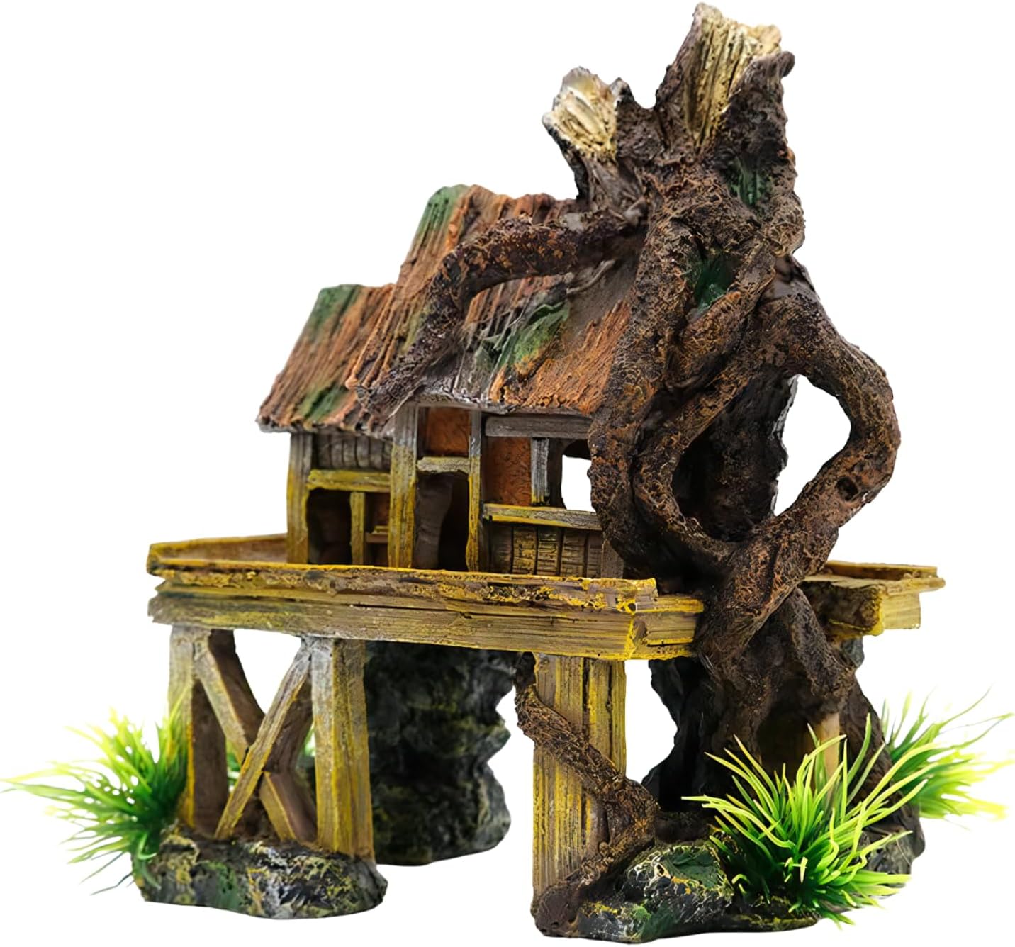 アクアリウム 水槽 オブジェ ツリーハウス 家 樹木 隠れ家 シェルター おしゃれ 模型 置物 オーナメント