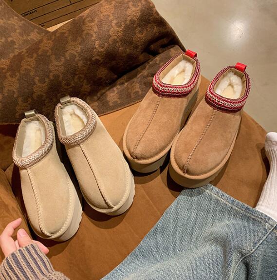 牛革　ウールの裏地　フリースの裏地と厚みのある　綿の靴　本革　スノーブーツ　レディース　冬　暖か..