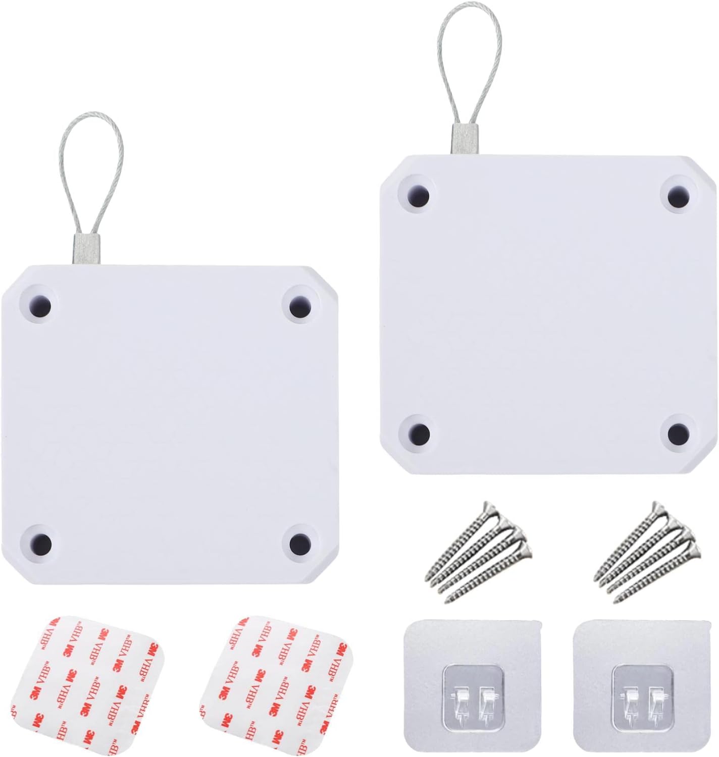 自動 ドアクローザー 自動ドア 引き戸 開き戸 選べる引力 両面テープ ネジ付き 2個セット (ホワイト, ..