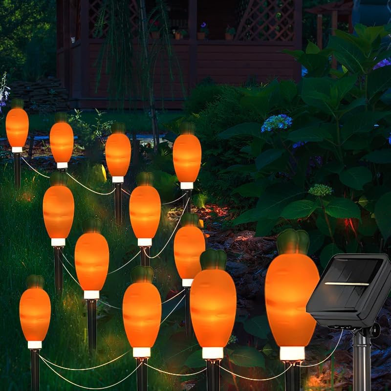 屋外ソーラーガーデン芝生ランプ ニンジン防水12 LEDソーラー地上通路ランプ 芝生 庭 祝日 クリスマス..