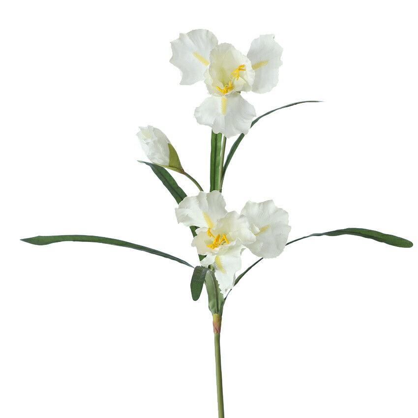 2つのアイリスの人工シルクフラワー - リビングルーム、オフィス、結婚式、イベントに最適なエレガントなホームフロアデコレーション(白い)