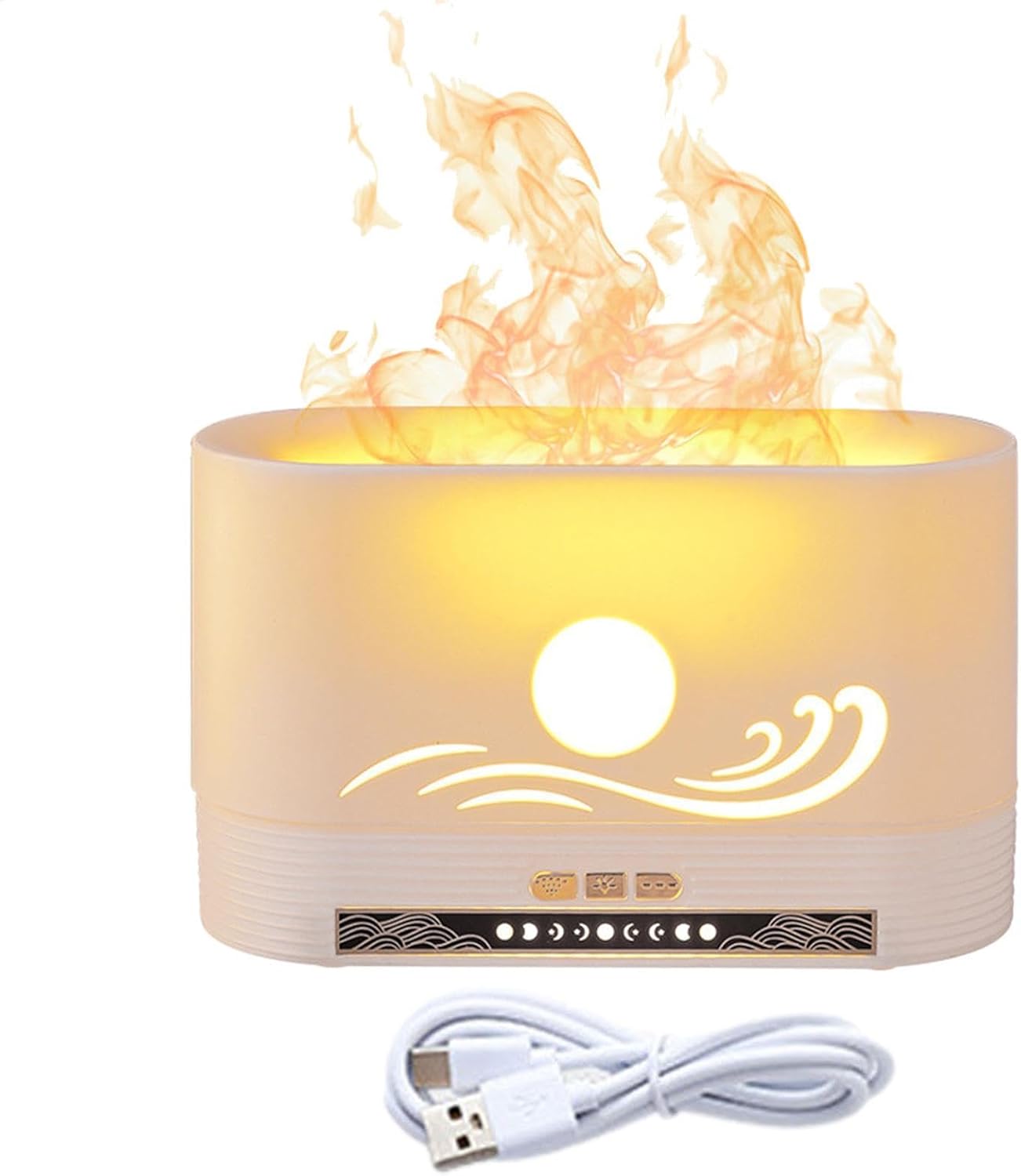 火炎拡散器、火炎拡散器加湿器自動オフ,LED ライト付き香りアロマセラピー ディフューザー | タイミン..