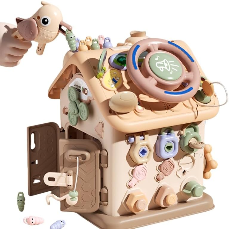 ビジーハウス 子供 早期教育 ボックス ロック解除 発光ノック 集中力トレーニングおもちゃ ボード 知育玩具 1 2 3歳 誕生日プレゼント 男の子 女の子 知育玩具 指先教育 早期開発 (電池バージョン（別途購入が必要です）)