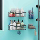 4個セット 浴室用ラック 強力粘着固定 お風呂の壁に ステンレス シャワーラック 整理 洗面所 お風呂 キッチン 壁掛け 収納ラック バスルームラック バスラッ...