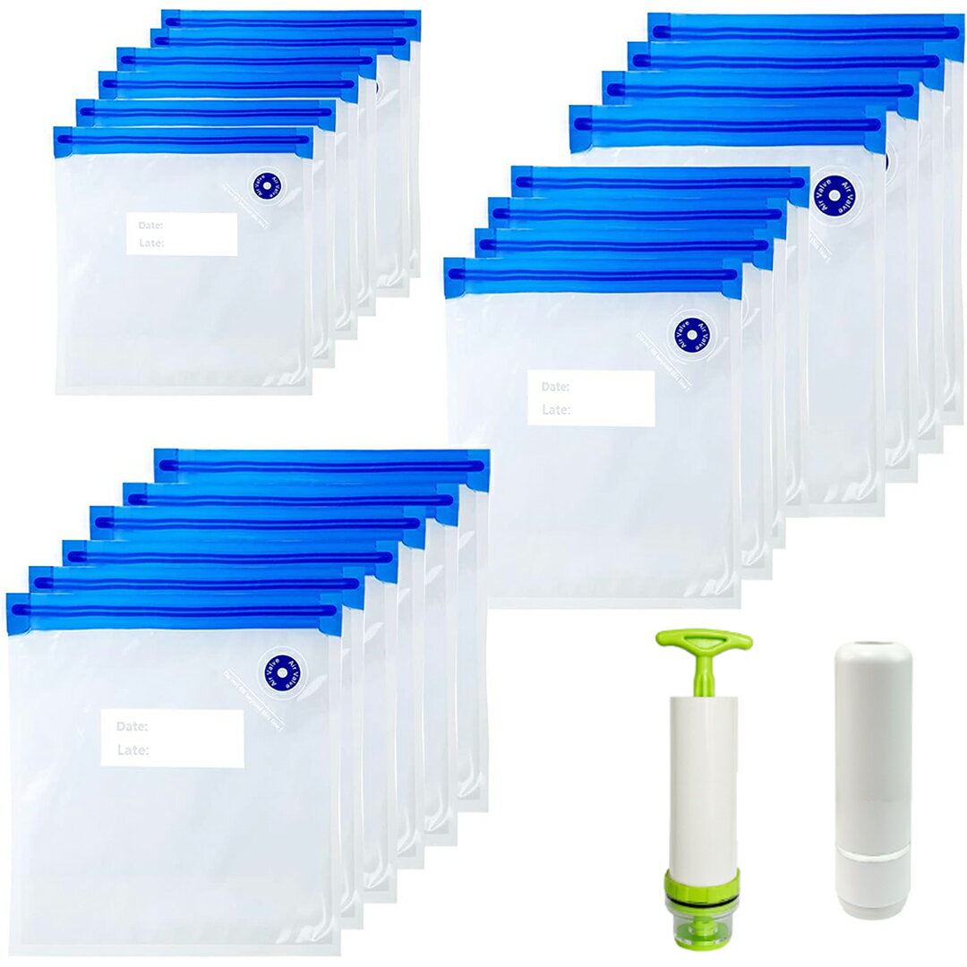 【2点以上購入で 10%クーポン】5枚セット 真空パック 袋 真空保存袋 10枚 手動ポンプ PA&PE材質 二重チ..