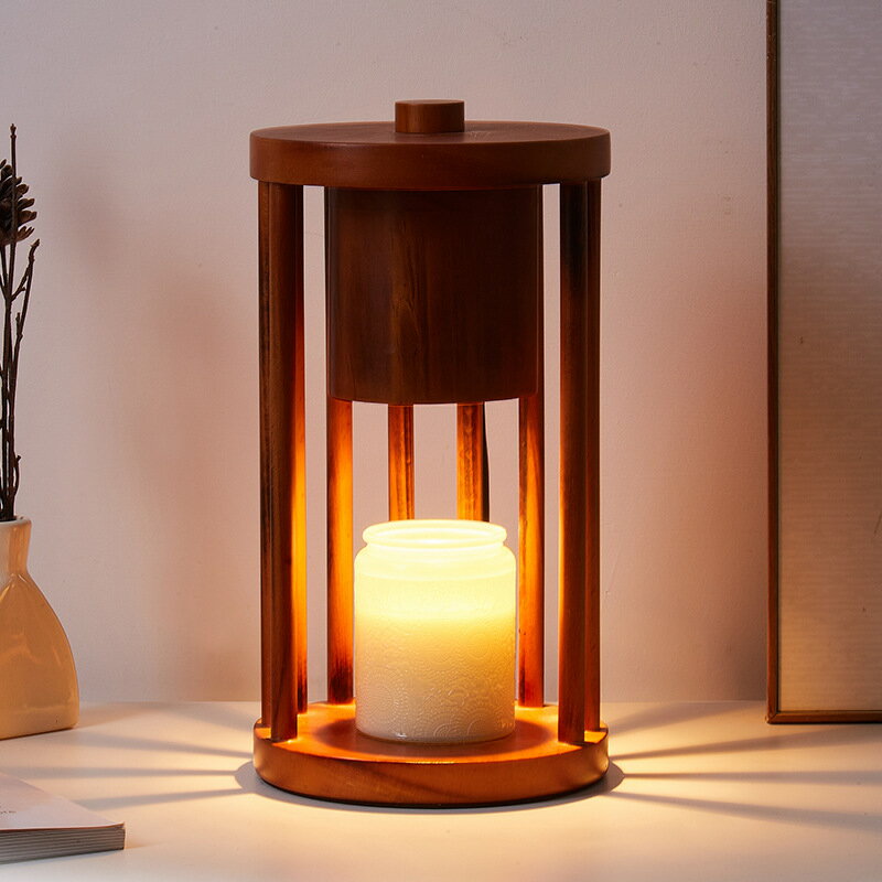 キャンドルウォーマーランプ 木 和風 和室 屋内照明 間接照明 常夜灯 調光可能なスイッチ 卓上照明 アロマキャンドル 香り ライト 間接照明 おしゃれ アロマライト インテリア 北欧の木製テー…