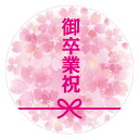 卒業 お祝い 丸 シール 24枚 直径4cm 桜 りぼん 普通上質紙 御卒業祝 御卒園祝