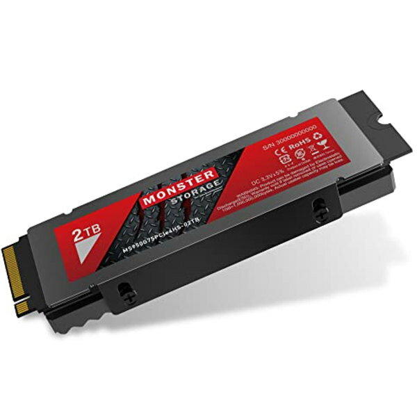 Monster Storage 2TB NVMe SSD PCIe Gen 4~4 őǍ: 7,000MB/s ő发F6,000MB/s PS5mFς q[gVNt M.2 Type 2280